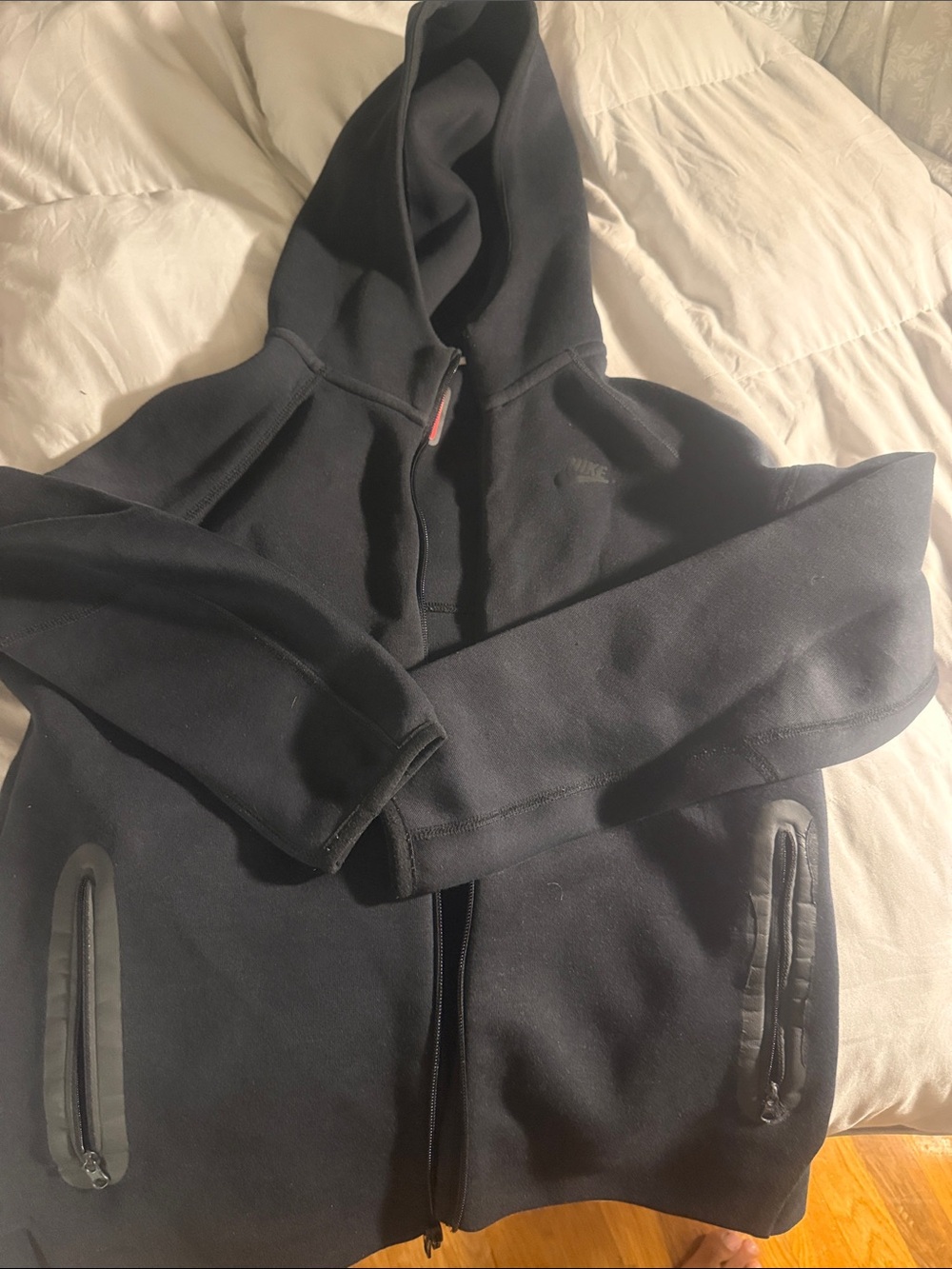 Nike Tech Black Full-Zip Hooded Performance Jacket